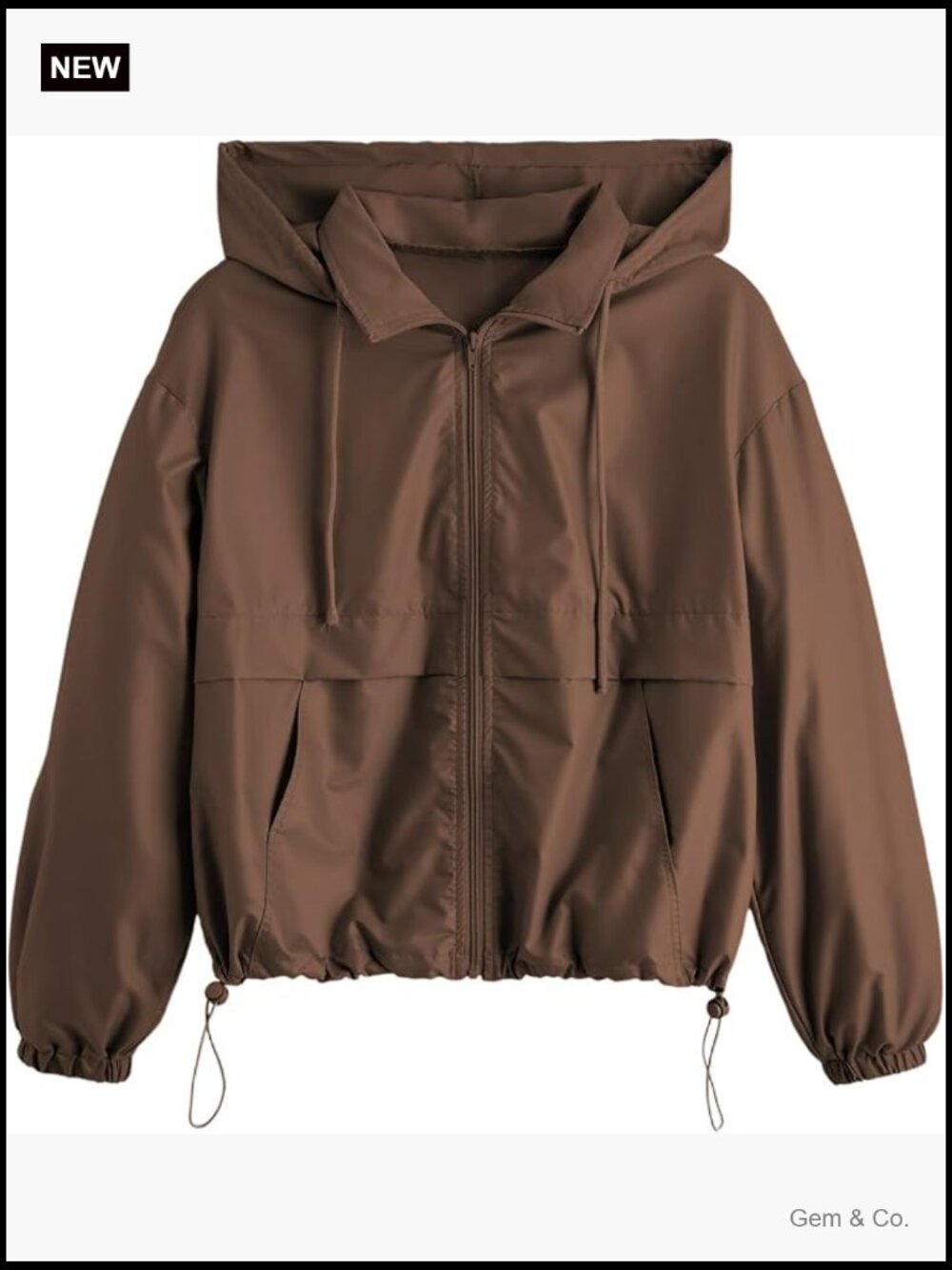 Windbreaker Jacket Zip Up Hoodie Rain Jacket with Pockets - Picture 1 of 6